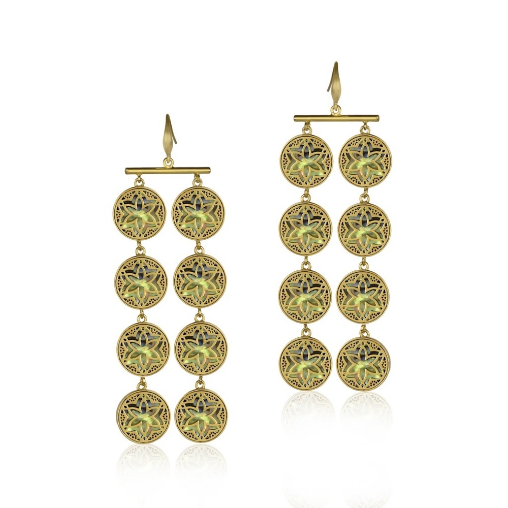 Noir Asiliah Earrings 14kt gold plated mother of pearl NEW